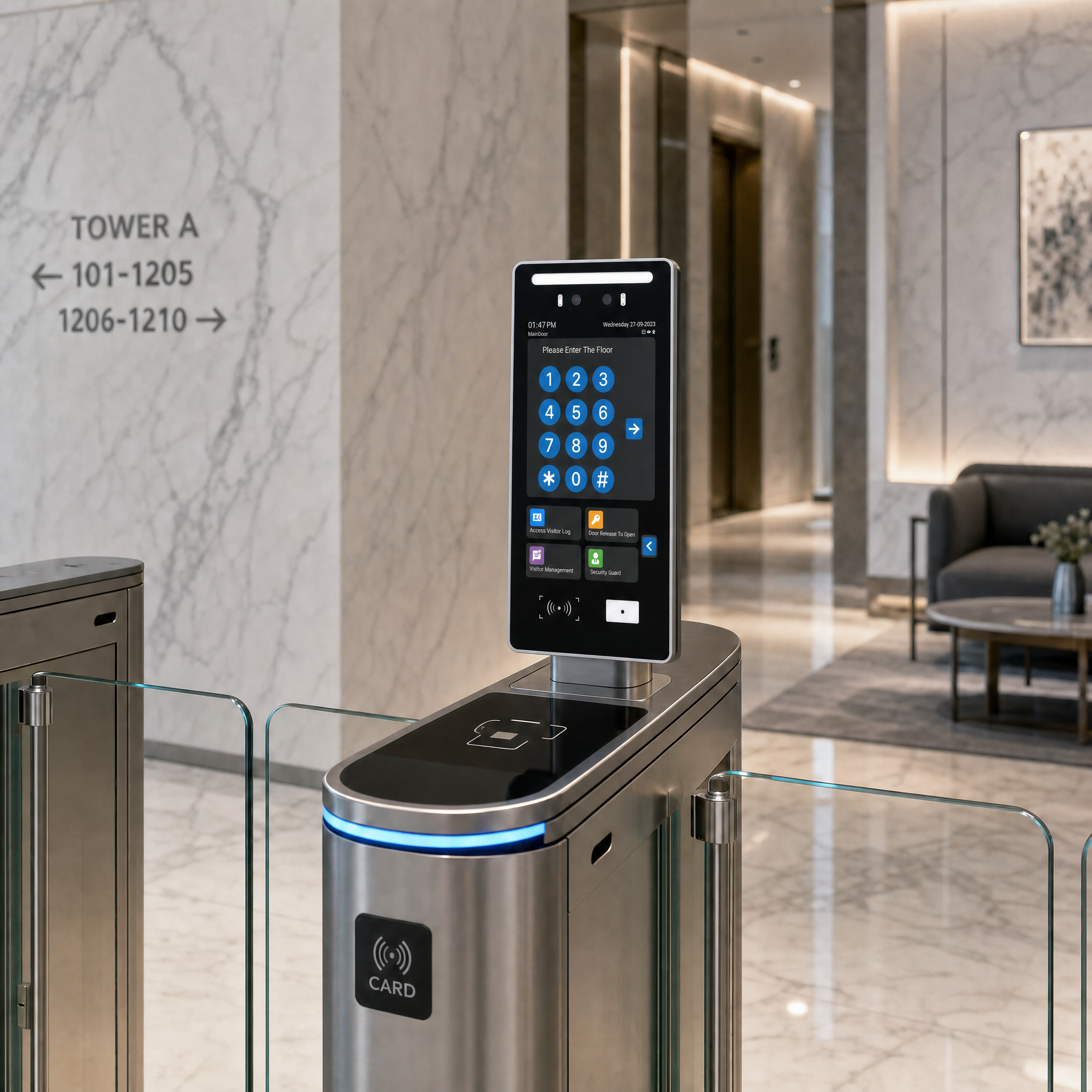 Turnstile-mounted device